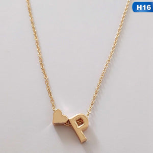European Style Fashion 26 Letters Love Heart Pendant Necklace For Women Chain Choker Necklace Lover's Jewelry Gift