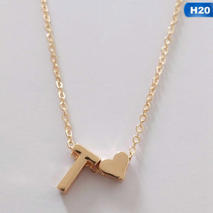 European Style Fashion 26 Letters Love Heart Pendant Necklace For Women Chain Choker Necklace Lover's Jewelry Gift