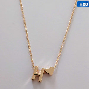 European Style Fashion 26 Letters Love Heart Pendant Necklace For Women Chain Choker Necklace Lover's Jewelry Gift