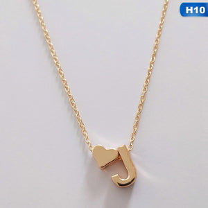 European Style Fashion 26 Letters Love Heart Pendant Necklace For Women Chain Choker Necklace Lover's Jewelry Gift