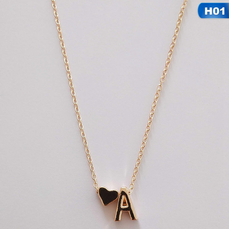 European Style Fashion 26 Letters Love Heart Pendant Necklace For Women Chain Choker Necklace Lover's Jewelry Gift