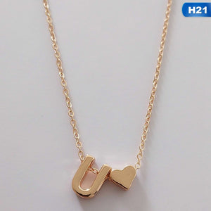 European Style Fashion 26 Letters Love Heart Pendant Necklace For Women Chain Choker Necklace Lover's Jewelry Gift
