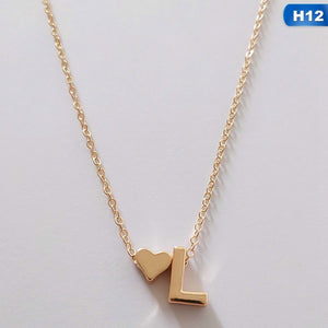 European Style Fashion 26 Letters Love Heart Pendant Necklace For Women Chain Choker Necklace Lover's Jewelry Gift
