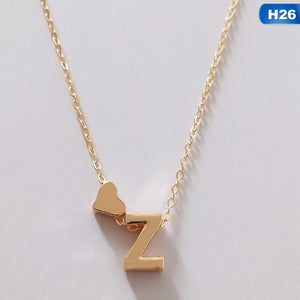 European Style Fashion 26 Letters Love Heart Pendant Necklace For Women Chain Choker Necklace Lover's Jewelry Gift