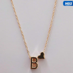 European Style Fashion 26 Letters Love Heart Pendant Necklace For Women Chain Choker Necklace Lover's Jewelry Gift