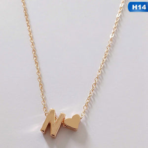 European Style Fashion 26 Letters Love Heart Pendant Necklace For Women Chain Choker Necklace Lover's Jewelry Gift