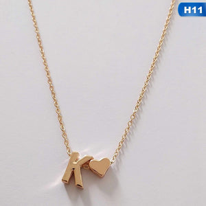 European Style Fashion 26 Letters Love Heart Pendant Necklace For Women Chain Choker Necklace Lover's Jewelry Gift