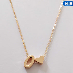 European Style Fashion 26 Letters Love Heart Pendant Necklace For Women Chain Choker Necklace Lover's Jewelry Gift