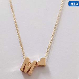European Style Fashion 26 Letters Love Heart Pendant Necklace For Women Chain Choker Necklace Lover's Jewelry Gift