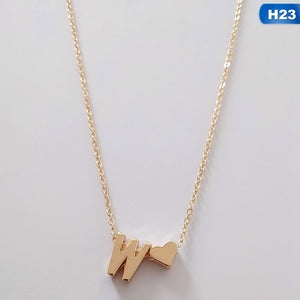 European Style Fashion 26 Letters Love Heart Pendant Necklace For Women Chain Choker Necklace Lover's Jewelry Gift