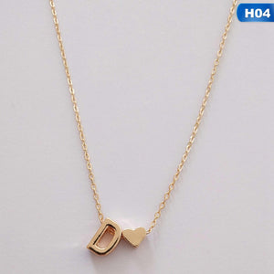 European Style Fashion 26 Letters Love Heart Pendant Necklace For Women Chain Choker Necklace Lover's Jewelry Gift
