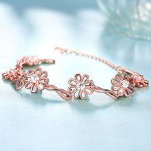 Carica l'immagine nel visualizzatore di Gallery, Braccialetti con zirconi creativi europei e americani per le donne Hot 14K Rose Gold Fine Jewelry Ornamento a mano Fiori e piante 