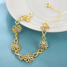 Carica l'immagine nel visualizzatore di Gallery, Braccialetti con zirconi creativi europei e americani per le donne Hot 14K Rose Gold Fine Jewelry Ornamento a mano Fiori e piante 