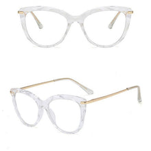 Load image into Gallery viewer, European and American Cat&#39;s Eye Glasses Crystal Cutting Spring Leg Flat Mirror Anti-blue Light Lens Computer Glasses