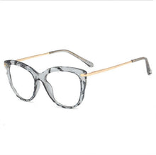 Load image into Gallery viewer, European and American Cat&#39;s Eye Glasses Crystal Cutting Spring Leg Flat Mirror Anti-blue Light Lens Computer Glasses