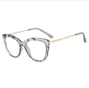 European and American Cat's Eye Glasses Crystal Cutting Spring Leg Flat Mirror Anti-blue Light Lens Computer Glasses