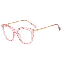 Load image into Gallery viewer, European and American Cat&#39;s Eye Glasses Crystal Cutting Spring Leg Flat Mirror Anti-blue Light Lens Computer Glasses