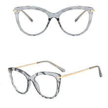 Load image into Gallery viewer, European and American Cat&#39;s Eye Glasses Crystal Cutting Spring Leg Flat Mirror Anti-blue Light Lens Computer Glasses