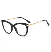 Load image into Gallery viewer, European and American Cat&#39;s Eye Glasses Crystal Cutting Spring Leg Flat Mirror Anti-blue Light Lens Computer Glasses