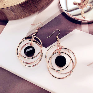 European and American Fashion Circle Personality Exaggerated Long Pendant Earrings Female Party Atmosphere Elegant Jewelry
