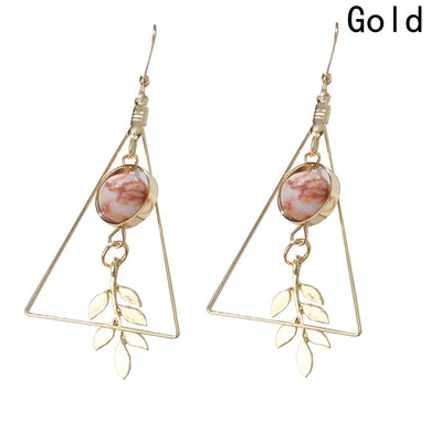 European and American Leaf Earrings Fashion Vintage Hollow Out Geometry Marble Round Beads Drop S Girls Jewelry For Woman