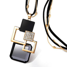 Load image into Gallery viewer, European and American New fashion Golden Hollow Geometric Big Crystal Stone Pendant Necklace Fine Jewelry for women personality