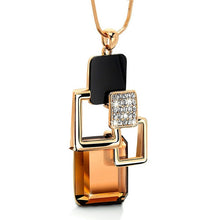 Load image into Gallery viewer, European and American New fashion Golden Hollow Geometric Big Crystal Stone Pendant Necklace Fine Jewelry for women personality
