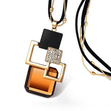 Load image into Gallery viewer, European and American New fashion Golden Hollow Geometric Big Crystal Stone Pendant Necklace Fine Jewelry for women personality