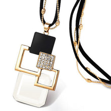 Load image into Gallery viewer, European and American New fashion Golden Hollow Geometric Big Crystal Stone Pendant Necklace Fine Jewelry for women personality