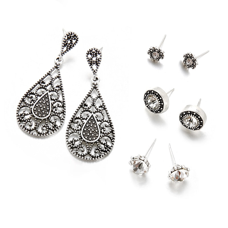 European and American fashion retro exaggerated carved drop earrings