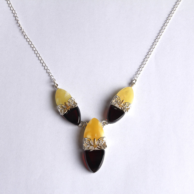 European new 925 sterling silver inlaid fidelity natural amber beeswax pendant fashion women's jewelry simple classic special