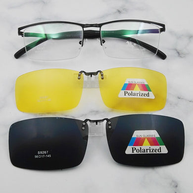 Evove Magnetic Sunglasses Male Polarized Glasses Frame with 2 Clips Day Night Driving Optical Myopia Diopter Eyewear