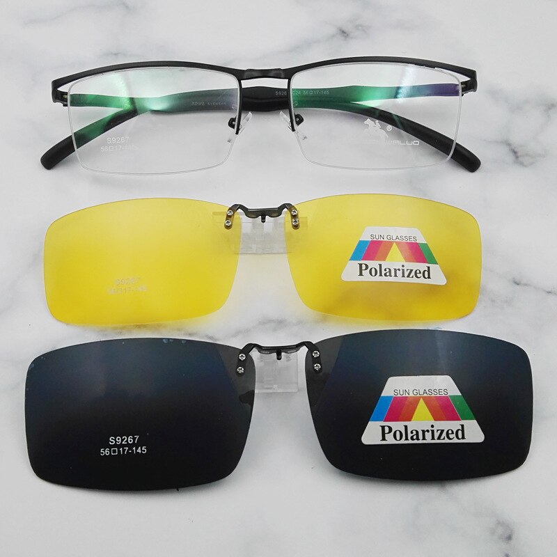 Evove Magnetic Sunglasses Male Polarized Glasses Frame with 2 Clips Day Night Driving Optical Myopia Diopter Eyewear