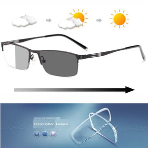 Evove Photochromic Glasses Men Chameleon Sunglasses Male Myopia Diopter semi rimless driving eyeglasses