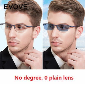 Evove Photochromic Glasses Men Chameleon Sunglasses Male Myopia Diopter semi rimless driving eyeglasses