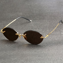 Load image into Gallery viewer, Evove Vintage Sunglasses Male Oval Glass Sun Glasses for Men Women 2023 Retro Rimless Stone Lens