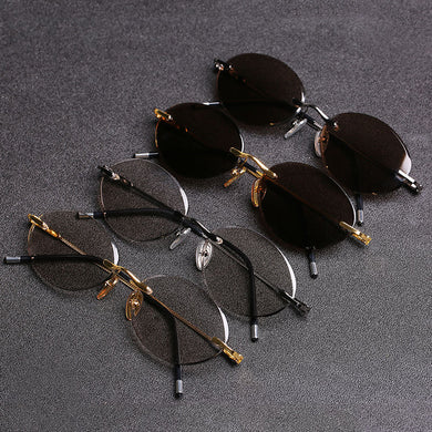 Evove Vintage Sunglasses Male Oval Glass Sun Glasses for Men Women 2023 Retro Rimless Stone Lens