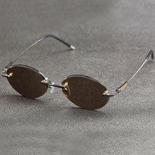 Load image into Gallery viewer, Evove Vintage Sunglasses Male Oval Glass Sun Glasses for Men Women 2023 Retro Rimless Stone Lens