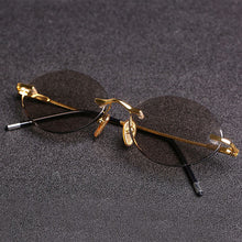 Load image into Gallery viewer, Evove Vintage Sunglasses Male Oval Glass Sun Glasses for Men Women 2023 Retro Rimless Stone Lens