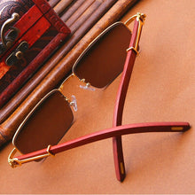 Load image into Gallery viewer, Evove stone Sunglasses Male natural crystal Sun Glasses for Men women Oversized Brown Rectangle Big Large shades UV400