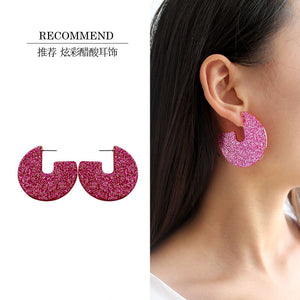 Exaggerated personality net red new sequins acetate geometric stud earrings