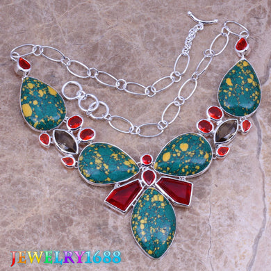 Excellent Green Natural Stone 925 Sterling Silver Grade Necklace L681