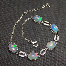 Carica l'immagine nel visualizzatore di Gallery, Eccellente brillantezza braccialetto in argento opale per donna 6mm * 8mm braccialetto opale naturale gioielli in argento sterling 925 opale per la festa 