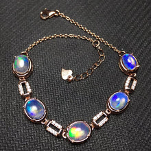 Carica l'immagine nel visualizzatore di Gallery, Eccellente brillantezza braccialetto in argento opale per donna 6mm * 8mm braccialetto opale naturale gioielli in argento sterling 925 opale per la festa 