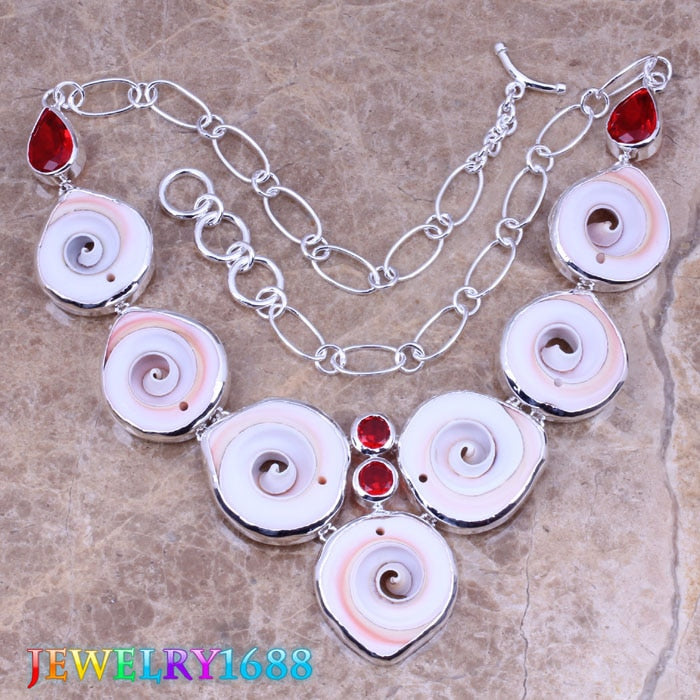 Exclusive White Conch Shell 925 Sterling Silver Grade Necklace L667
