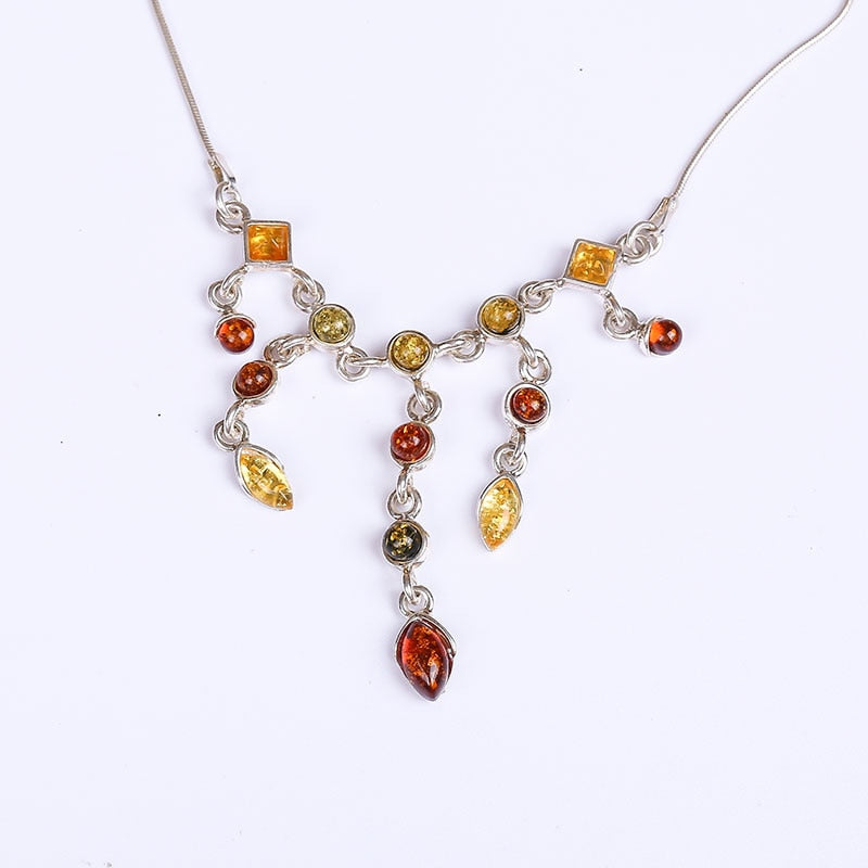 Exclusive design antique old beeswax amber auspicious necklace 925 sterling silver necklace pendants more treasure color