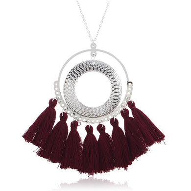 Brand 26 colors Long Tassel Necklace For Women Wholesale Statement Boho Necklace Punk Vintage Ethnic Necklaces Pendants