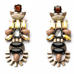 Exotic Style Customized Irregular Gypsy Girl Woman Dangle Earrings Insect Shaped Rhinestone Beads Drop Earrings EH124