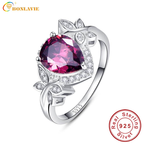 Exquisite 4.1Ct Pear Cut Water Drop Garnet Ring Butterfly Decoration Sterling Silver 925 Fashion Rings Fine Jewelry Accessories