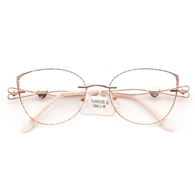 Exquisite Diamond Optical Eyeglasses Frames RX Prescription Myopia Cat Eye Metal Custom Diopter Glasses Women Retro